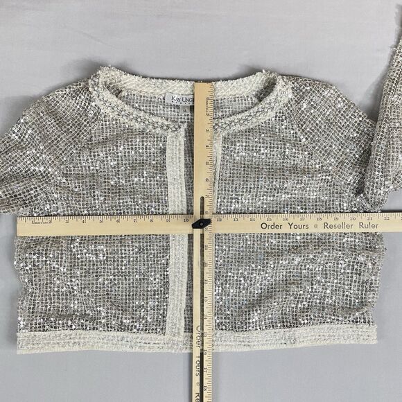 Kay Unger Sequin Sheath Dress Suit Women's 14 White Silver Formal Career Retro - Picture 13 of 16